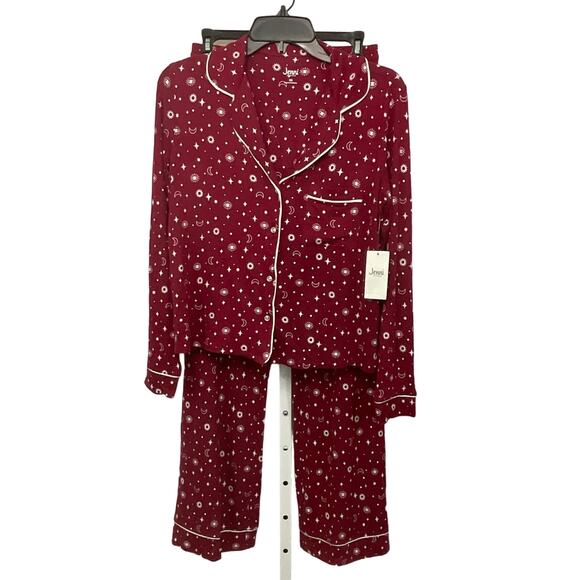 Jenni Women’s Soft Notch Collar Pajama Set Plum Tart Sun & Moon Size XS - Picture 1 of 7